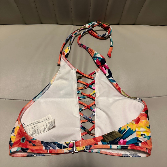 Hollister Women’s Bikini Swim Top Orange Floral Print Size Small - Picture 2 of 5